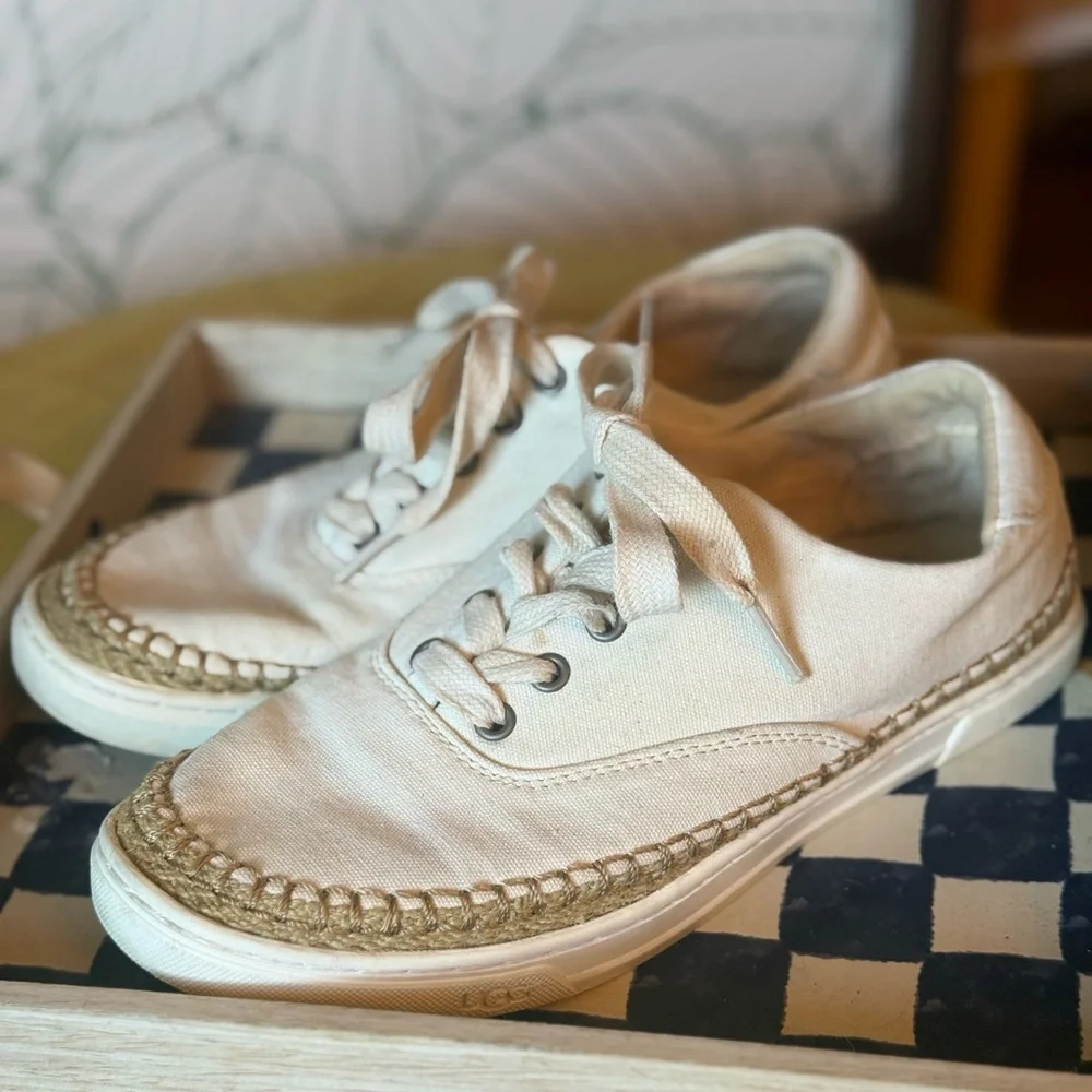 UGG White Canvas Espadrille Shoes